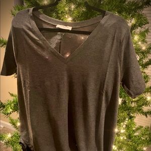 Grey short sleeve v-neck top